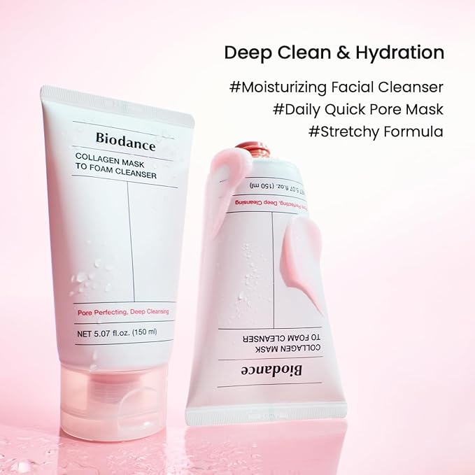 BIODANCE Collagen Mask To Foam Cleanser, 2-in-1 Pore Care and Hydrating Foaming Facial Cleanser for Sensitive Skin, Gentle Face Wash, Korean Skin Careㅣ5.07 fl. oz. (150 ml)