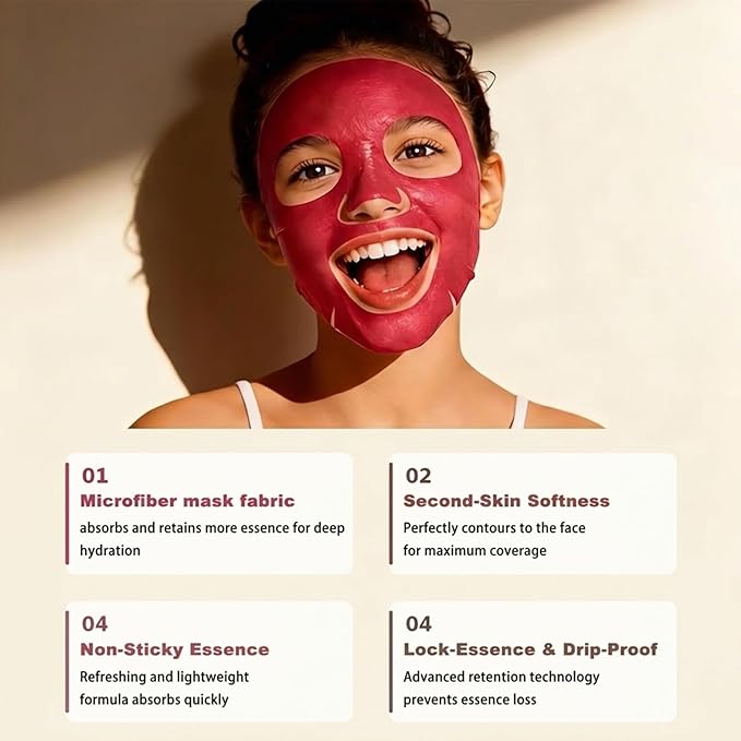 Collagen Face Mask Set - 7 Color Hydrating Sheet Masks for Women & Teens, Gentle Formula for Sensitive Skin, Spa Gift Set for Girls, Birthday Gifts for Her（7 Pack
