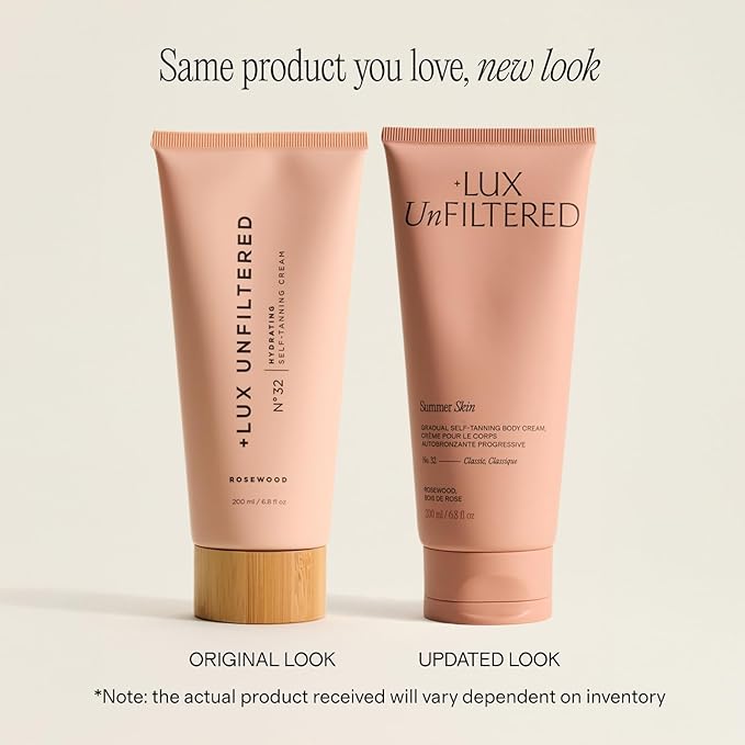 + Lux Unfiltered N°32 Summer Skin Classic Gradual Self Tanner, Hydrating Self Tanning Lotion with Shea Butter & Squalane - Non-Sticky, No Transfer, Natural-Looking - Vegan Sunless Tanner - Rosewood