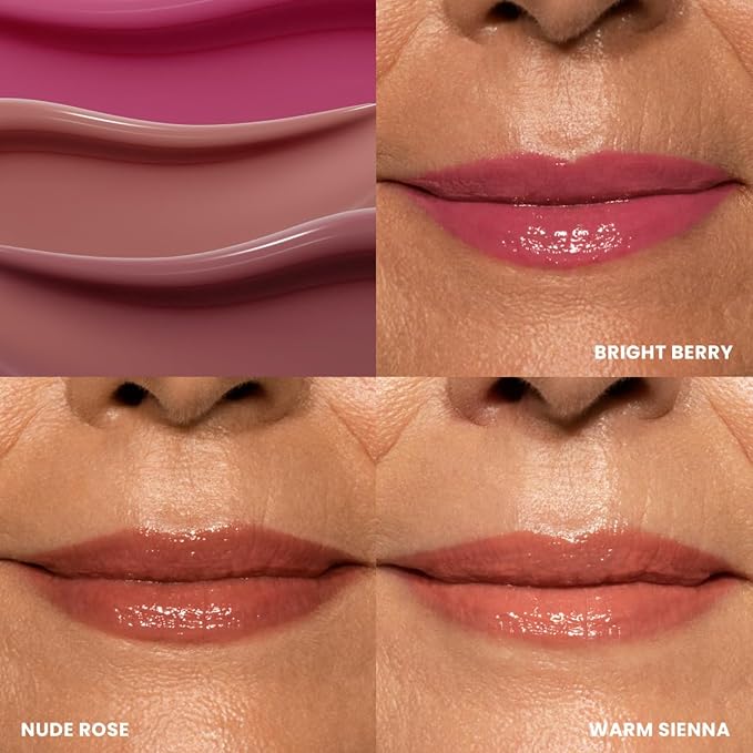 PRIME PROMETICS PrimeLip SPF 35 Lip Oil for Mature Women – UVA & UVB Shield – Intense, Long-Lasting Hydration – Vibrant Color & Non-Sticky, Shiny Gloss (Nude Rose)