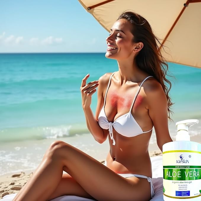 Organic Aloe Vera Gel, 100% Pure Soothing Moisturizer And Hydrating Gel, Fast Absorbing, For Face,Body,Hair,Skin,Scalp And Sunburn Relief, No Alcohol, Big 500ML Pump Bottle.