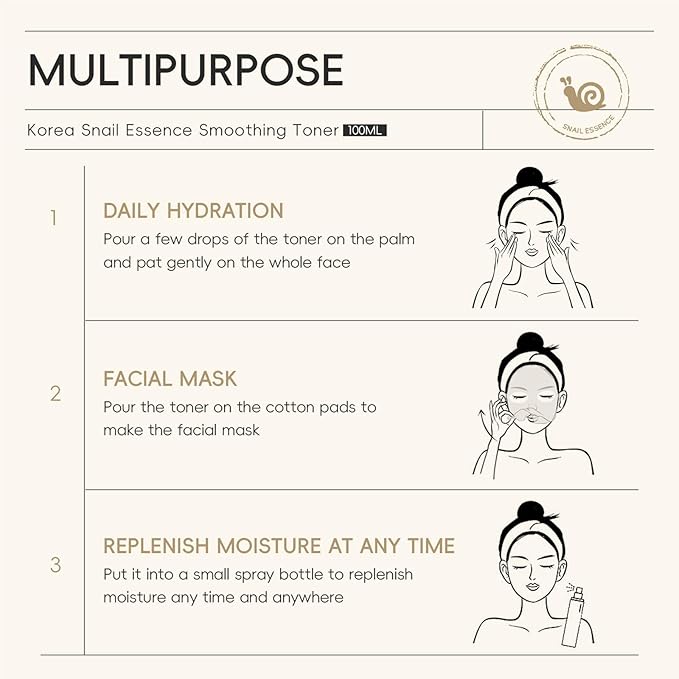 Snail Mucin Hydrating Essence Face Toner, Snail Mucin Serum, Facial Toner Skin Care Products for All Skin Types, Deep Moisturizing, Pore Minimizing, Skin Texture Refining, Elasticity Boosting, 3.53 oz