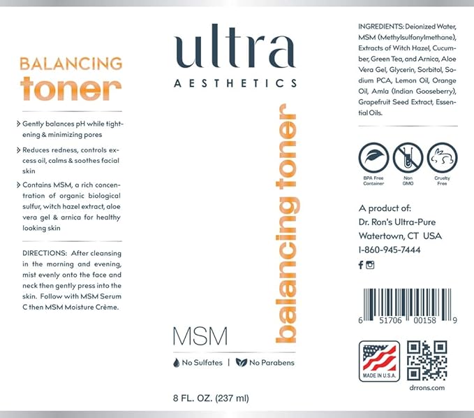 Ultra Aesthetics - MSM Toner - 8oz