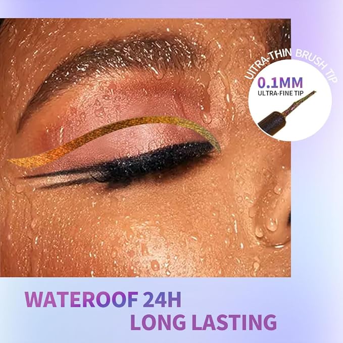 Chameleon Eyeliner Eyeshadow,Orange to Gold Shifting Waterproof Eyeliner Pen, Long Lasting High Pigment Glitter Shifting Eyeshadow Eye Makeup, Lridescent Eye liner for Women & Girls 01#