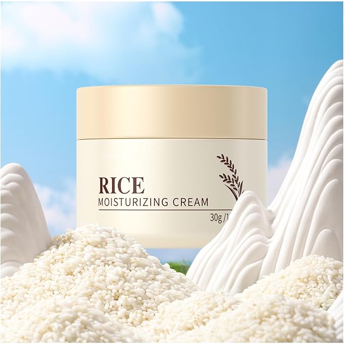 Rice Ceramide Moisturizing Cream, Face Moisturizer with Rice Bran Extract and Ceramides, Glass Skin Barrier Repair Ceramide Moisturizer Deep Nourishment, Smooths and Evens Skin Tone Korean Skin Care