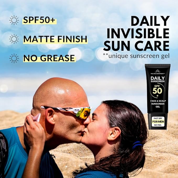 Daily Scalp Sunscreen Fragrance Free - SPF 50+ | Bald Head Care for Men | Everyday Face & Scalp Care | Matte, No Grease, Vegan | The Bald Brothers