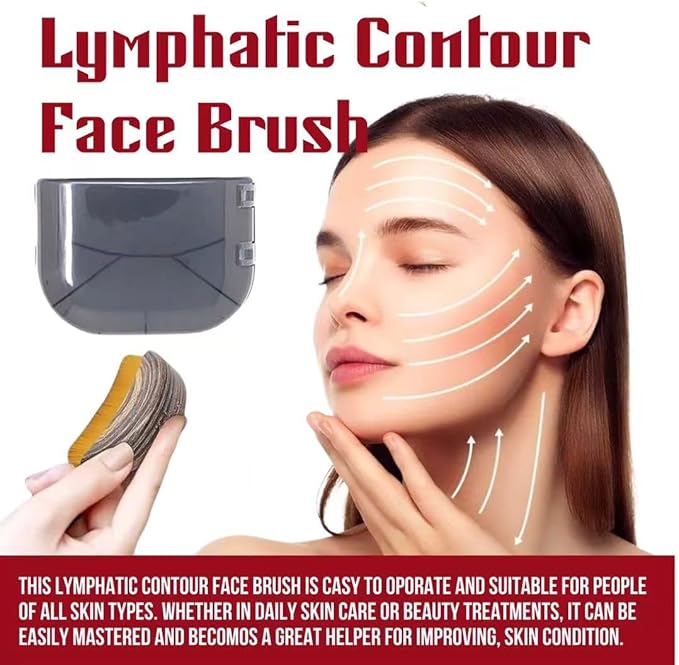 Lymphatic Contour Face Brush - Lymphatic Drainage Massager for Face Lifting, Jawline Sculpting & Anti-Puffiness - Ultra-Soft Dry Brushing Facial Tool with Travel Case (1pcs)