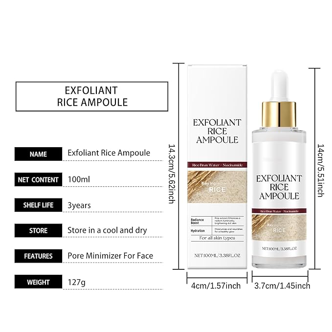 Dual Action Facial Peeling Set - Rice Water & Black Rice Exfoliating Ampoules for Gentle Skin Renewal, Non-Irritating Texture Refiner (2 x 100ml)