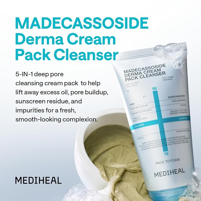 Mediheal Madecassoside Clear Skin Routine Bundle – Cream Pack Cleanser + Blemish Toner Pads (100ct) + Repair Serum | Centella Asiatica Tone Care, Pore Cleansing & Skin Soothing