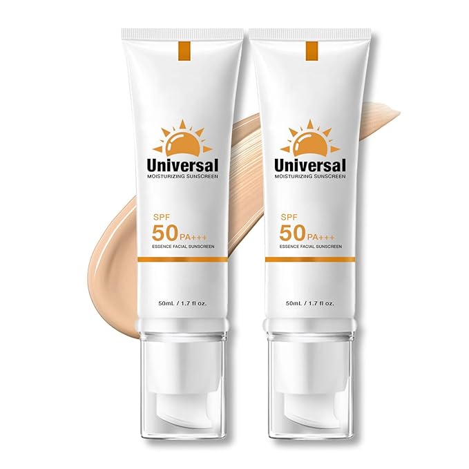 Tinted Sunscreen For Face SPF 50,Universal Protector Solar 50 Face Sunscreen Moisturizer,No Sticky,Suitable for all Skin Types,50ml,2pcs