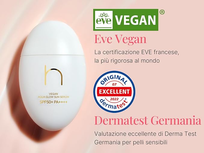 [Hamel] Vegan Aqua Glow Sunserum︱sunscreen, sunblock (SPF50+,PA++++)︱1.69 fl.oz. / 50ml︱Red Camellia Extract︱Fragrance free︱Vegan, Cruelty Free, EWG-Green