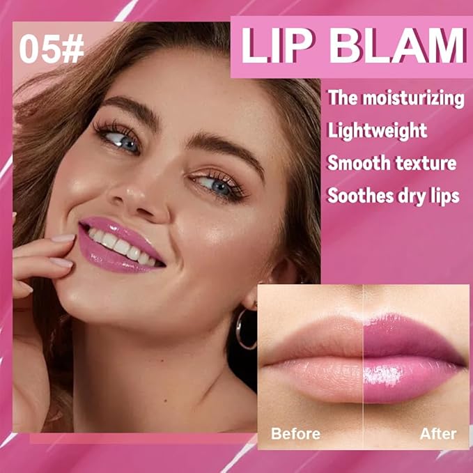 2Pcs Summer Lip Butter Lip Balm Glow Reviver Lip Gloss, Melting Lip Serum, Ultra-Hydrating Natural Vegan Lip Balm, Sheer-Tinted Shine & Hydration, Soothes & Softens Dry Lips (02+05)