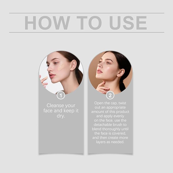 Color Changing Foundation Stick - 2 in 1 Foundation Stick with Brush, Hydrating Concealer Base Makeup, Korean Skin Care Foundation Stick, Perfect Match For All Skin Tones (Dark)