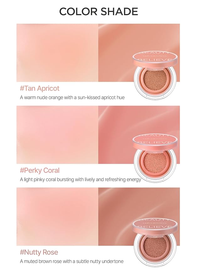 JUNG SAEM MOOL Artist Cushion Blush | Easy to Blend with Puff, Buildable Liquid Blush for Cheeks with a Natural & Matte Finish, Korean Makeup (Blur | Perky Coral)