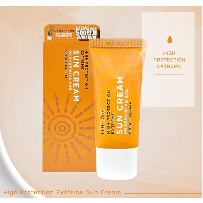 LEBELAGE High Protection Extreme Sun Cream SPF50, Korean Skin Care Face Sunscreen Moisturizer for Women, Travel Size After Sun Lotion, 1.01 fl oz