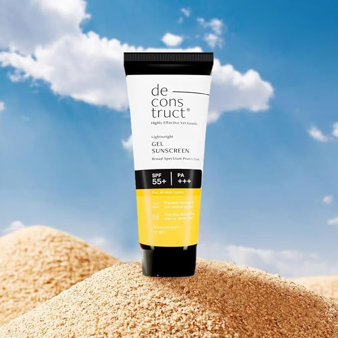 De-construction Lightweight Gel Sunscreen with SPF 55+ PA+++, Broad Spectrum Protection, 50g