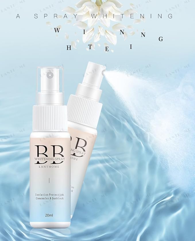 BB Whitening Spray - All-in-One Brightening Moisturizing Spray, Hydrating Skin Tint with Buildable Coverage, Lightweight Concealer & Makeup Base for Instant Glow, 20ml (2-Pack)
