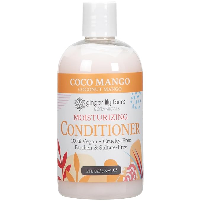 Ginger Lily Farms Botanicals Moisturizing Conditioner for Dry Hair, Coco Mango, 100% Vegan & Cruelty-Free, Coconut Mango Scent, 12 Fl Oz (Pack of 6)