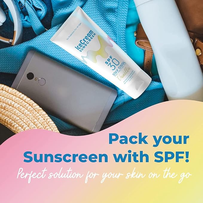 IceCream Sunscreen Vanilla & Tropical (Pack of 2) SPF 30 Lotion, Face & Body Sunblock Moisturizer, Water & Sweat-Resistant, Reef-Friendly & Cruelty-Free