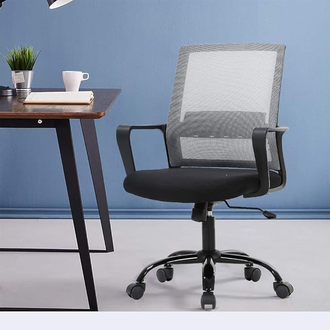 BestOffice Ergonomic Desk Chair Swivel Rolling Computer Chair Executive Lumbar Support Task Mesh Chair Adjustable Stool for Women Men,Grey
