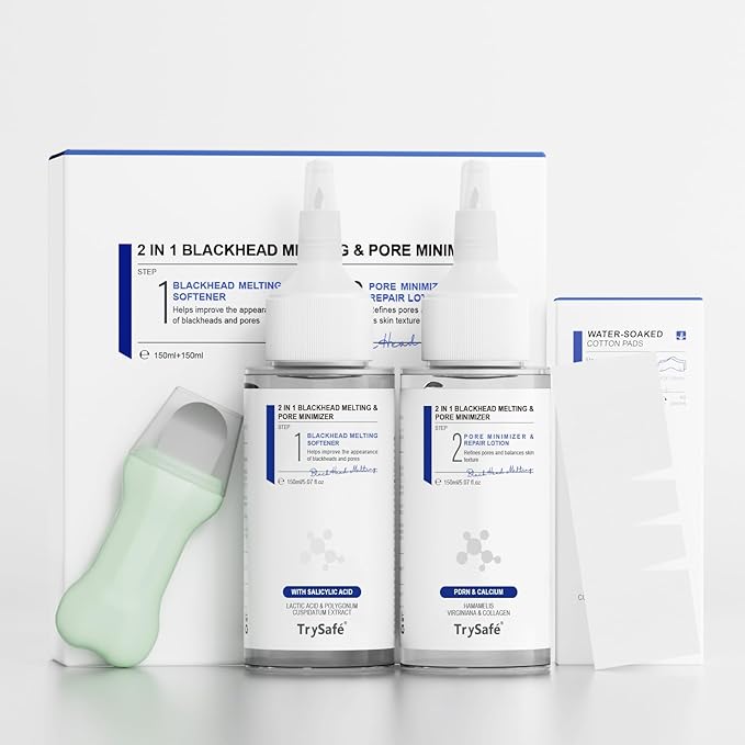 2 in 1 PDRN & Calcium BlackHead Melting & Pore Minimizer, 10.15 fl oz | 60 Skin Wrap Cotton Pads, Melts Sebum,Tightening Pores, Oil Control + Moisturizing | Hyaluronic, Salicylic acid, Korean Skincare