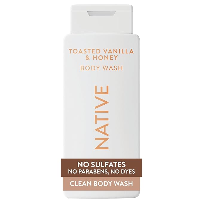 Native Body Wash Contains Naturally Derived Ingredients | For Women & Men, Sulfate, Paraben, & Dye Free Leaving Skin Soft and Hydrated | Toasted Vanilla & Honey 18 oz