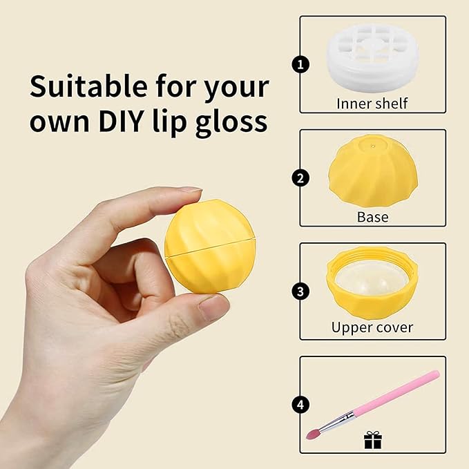 longway 0.24Oz (7ml) Empty Lip Balm Sphere Containers | Screw Cap Lipstick Tubes/Chapstick Tubes/Chapstick Holder for Lip Gloss & BPA FREE (Pack of 10 (Yellow)