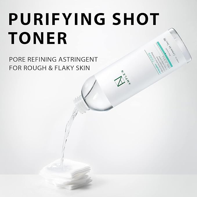 Ample:N Purifying Shot Toner Big- Korean AHA, PHA Pore Refining Face Toner for Oily and Acne Skin - Refreshing Pore Tightening Astringent – Removes Dead Skin Cells - 20.3 fl.oz.