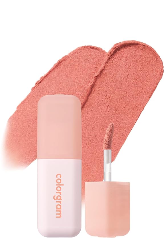 COLORGRAM NUDE BLUR TINT 15 LIGHT APRICOT | K-Beauty Makeup, Soft-Focus Matte Lip Stain, 2-in-1 Lip & Cheek | Lightweight Blurring Tint for a Smooth & Airbrushed Finish, Non-Sticky Formula