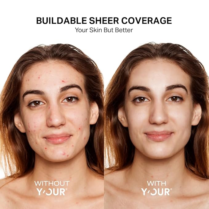 Y’OUR Tinted Moisturizer: Hydrating & Anti-Aging SPF 30 with Dewy Finish; Sheer to Medium Buildable Coverage; Oil-Free for Dry, Oily & Combo Skin; 1.35 fl. oz, Made in USA (Light)