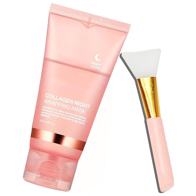 Collagen Face Mask Hydrating Mask Collagen Night Wrapping Peel Off Facial Mask Pack ,Brightening Firmer Appearance Elasticity And Hydration Care, Reduces Sagging And Dullness, Korean Skin Care