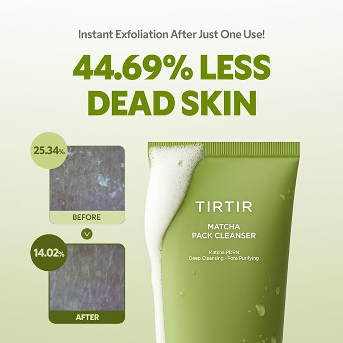 TIRTIR Matcha Pack Cleanser | Deep Pore Cleanser & Exfoliating Face Wash, Gelato-to-Foam, 2-in-1 Blackhead & Sebum Control – 5,000ppm Matcha PDRN + AHA Complex, Korean Cleanser for Sensitive Skin