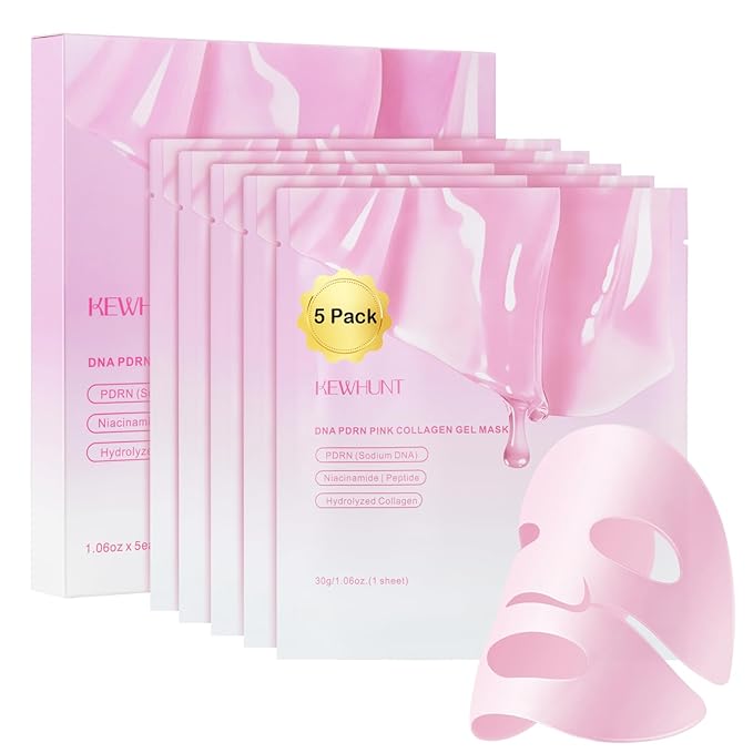Salmon DNA PDRN Collagen Jelly Gel Mask,Overnight Face Mask,Hydrogel Mask with Niacinamide, Peptide for Glass Glow Skin - Elasticity, Hydrating, Firming,Plump,Fine Lines,Skincare 5ea