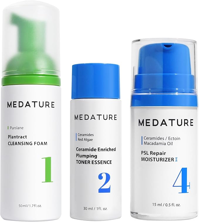 Medature Barrier Repair & Hydration Mini Bundle (Plantract Cleansing Foam 50mL + PSL Repair Moisturizer 4 II 15mL + Ceramide Enriched Plumping Toner Essence 30mL)