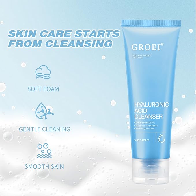 Hydrating Hyaluronic Acid Facial Cleanser for Women - Gentle Oil Cleanser for Face, Korean Skincare Formula, Deep Pore Cleansing, Moisturizing & Refreshing, 120g/4.23oz