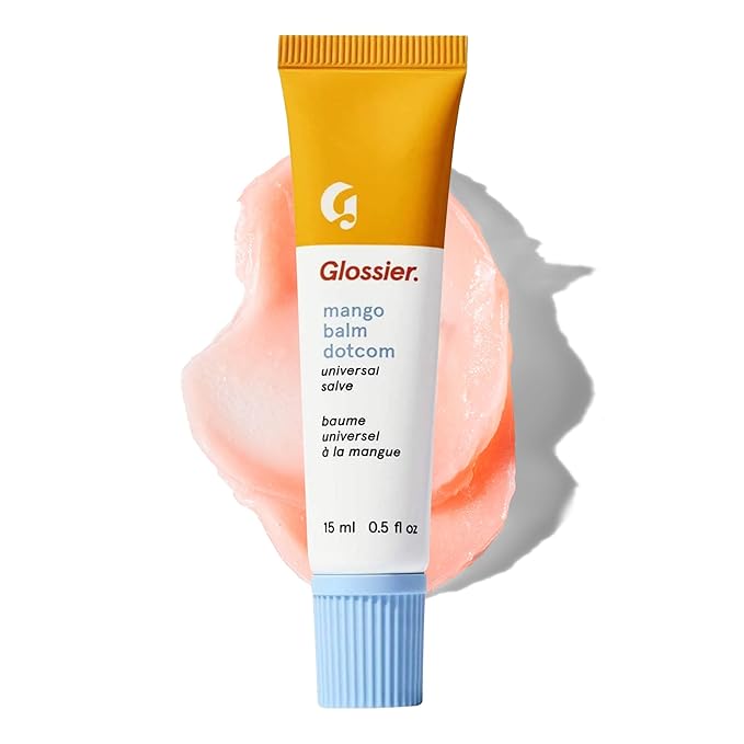 Glossier Balm Dotcom Hydrating Tinted Lip Balm - Universal Salve, Up to 12Hr Moisture for Dry Lips, Cuticles & Skin - Lanolin, Beeswax & Castor Oil - Mango, Tropical Peach Tint, 15ml