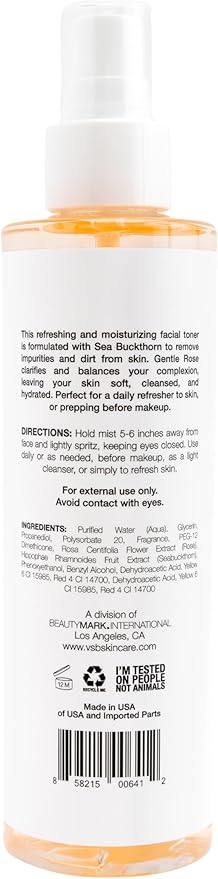 VITAMINS AND SEA BEAUTY Hydrating Facial Toner Mist with Sea Buckthorn + Rose, 8 fl oz