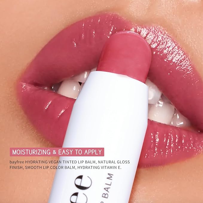 bayfree Tinted Lip Balm Plumper, Glossy, Pump Lips, Lightweight, Moisturize & Tint with Jojoba Seed Oil, Vegan Lipbalm Lip Care, Shimmer Orchid