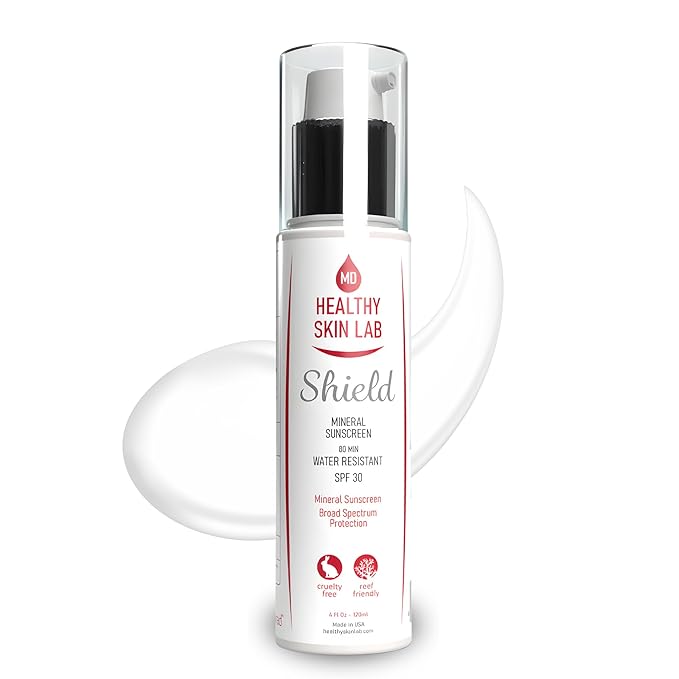 Healthy Skin Lab Shield, Moisturizer & Mineral Sunscreen SPF 30, Broad Spectrum For Face & Body, Zinc Oxide & Titanium Dioxide For Protecting & Hydrating Sensitive Skin, Dermatologist Recommended, 4oz