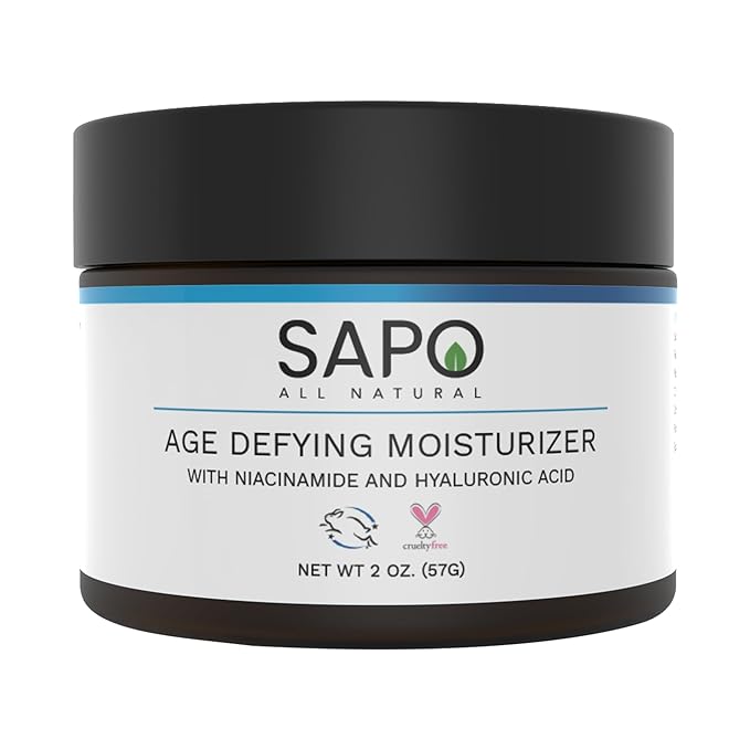 Sapo All Natural Face Cream, Skin Barrier Support Daily Moisturizer with Hyaluronic Acid, Niacinamide, Peptides, Day or Night, 2 oz