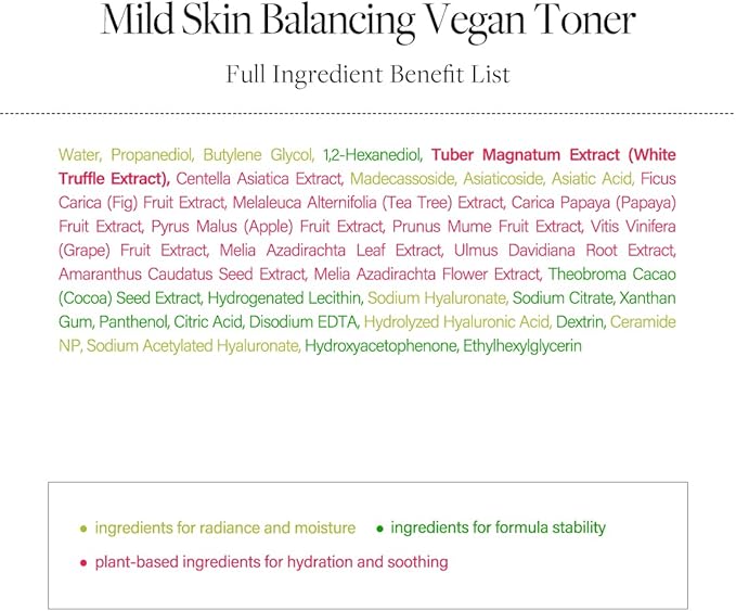d'alba Piedmont Italian White Truffle Mild Skin Balancing Vegan Toner, Mild pH Formula, Suitable for Sensitive Skin, Lightweight Finish