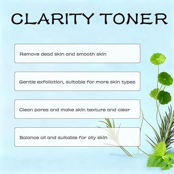 AHA BHA Clarity Toner, Hydro Moisture Essence Toner, Exfoliating and Clean Pores Tone with Sodium Hyaluronate, Salicylic Acid, Centella Asiatica Extract, Niacinamide(3.38floz/pcs) (1Pcs)