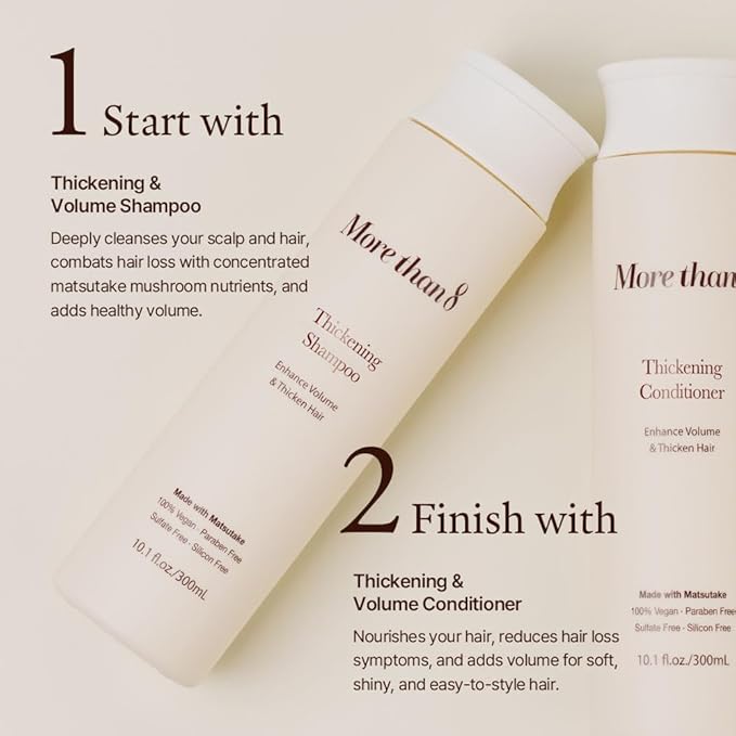Korean Hair Thickening Shampoo with Matsutake mushroom, for Hair Loss and Hair growth – 300ml 100% Vegan, Paraben&Sulfate&Silicon Free - more than 8