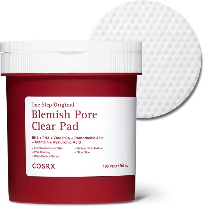 COSRX OneStep Original Blemish Pore Clear Pad, 100 Pads, Dual-Sided Facial Pad for Exfoliation, Pore Care & Hydration with BHA, PHA & Zinc PCA & 5 Hyaluronic Acids, Korean Skin Care