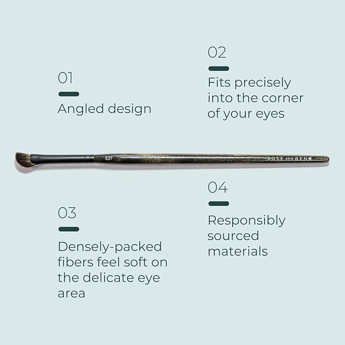 Rose and Ben Beauty E27 Inner Detail Eye Brush | Angled Design for Precise Application | Cruelty-Free Bristles