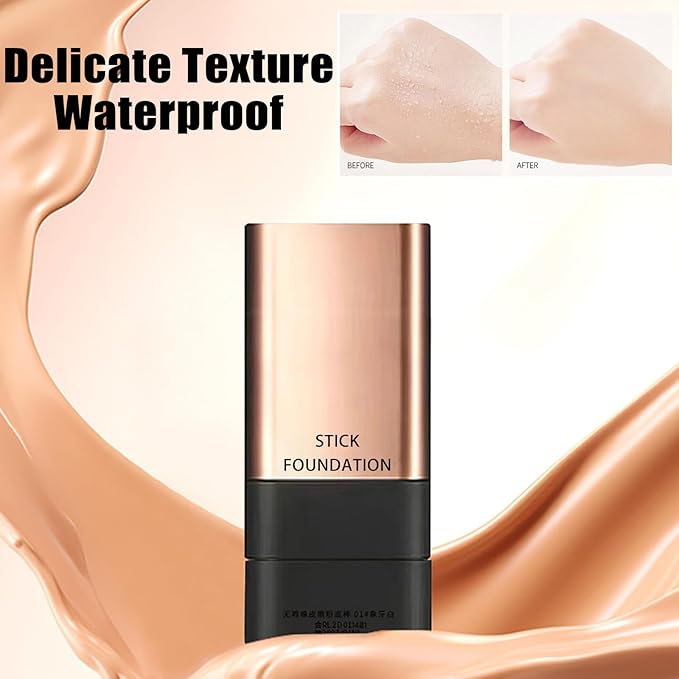 2 In 1- Luxury Anti-Wrinkle Foundation Stick, Korea Flawless Eraser Foundation Stick With Brush, Contour Stick Foundation Face Stick, Makeup Eraser Korean Foundation Stick (Brilliant White + Natural)