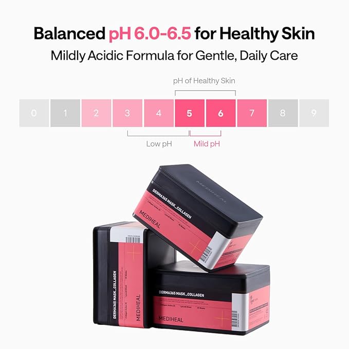 Mediheal Derma 365 Collagen Mask (30 Masks) - Daily Skin Care Mask for Firm Moisturizing to Lift Skin with Collagen Active 3X