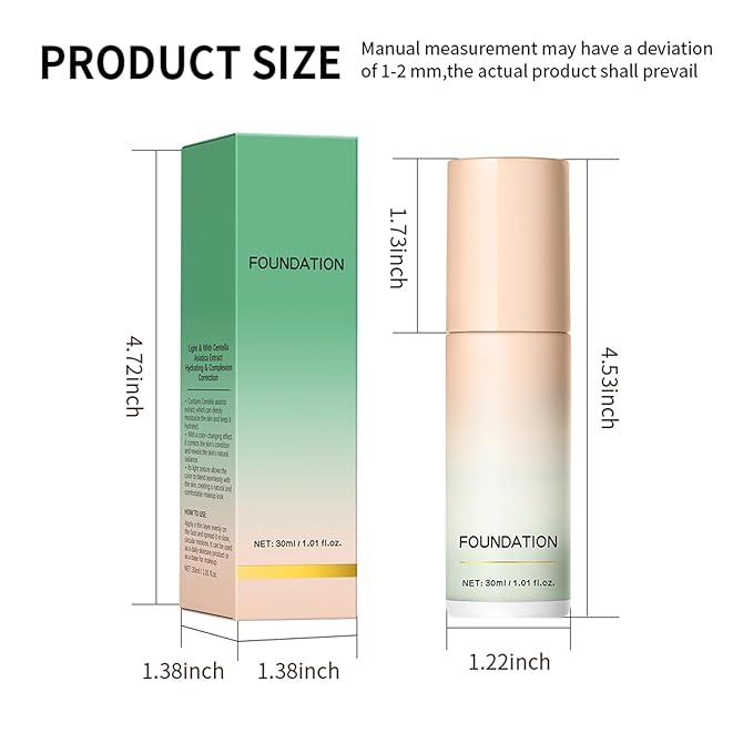 Color Changing Foundation, Color Correcting CC Cream with Centella, Even Red Skin Tone, Lightweight Non-Greasy, Hydrating, Sheer Coverage, Multiuse Face Concealer with Natural Finish(Green)