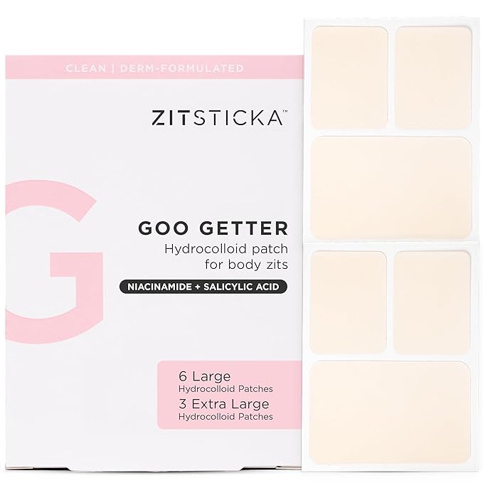 ZitSticka Pimple Patches for Face and Body, Goo Getter Hydrocolloid Patches to Cover Zits & Blemishes, Acne Patches or Zit Spot Stickers, Blemish Patch (Body Patch 9 Pack)