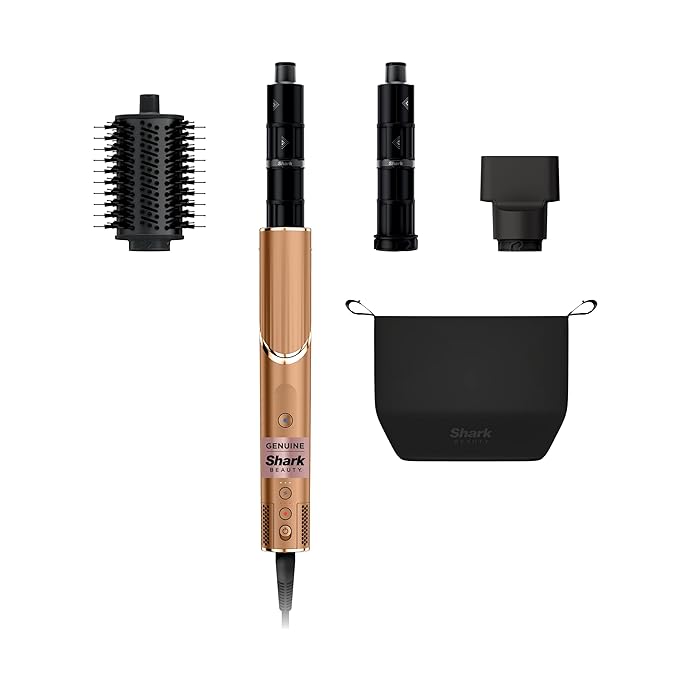 Shark FlexStyle® (Special Edition) | Air Styling & Drying System | Powerful Hair Dryer Brush & Multi-Styler | Auto-Wrap Curlers, Oval Brush, Concentrator, & Storage Bag Included | Copper | HD433CP